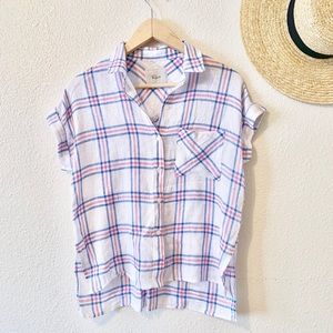 Rails plaid pink & blue button down shirt.